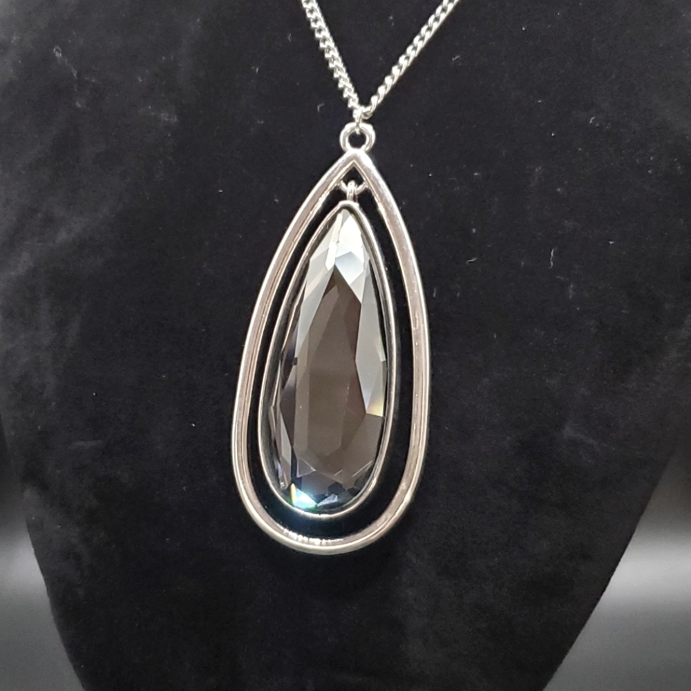 Sweater Length Smoky Crystal Necklace